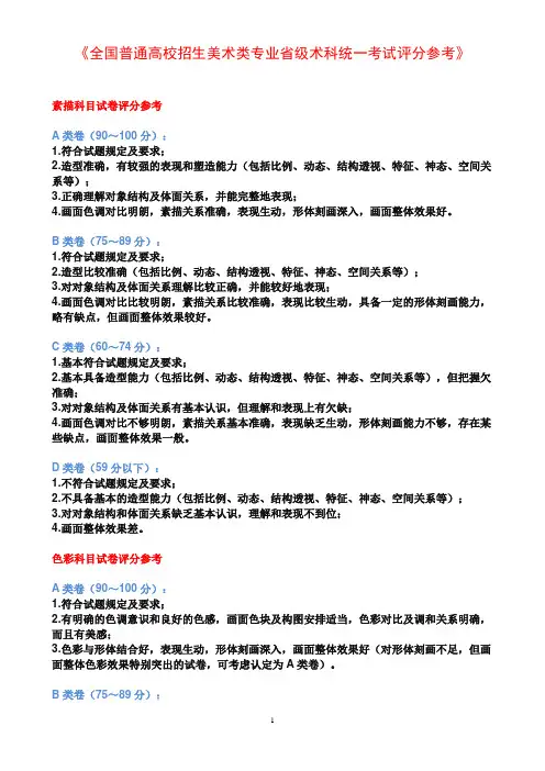 美术评分标准