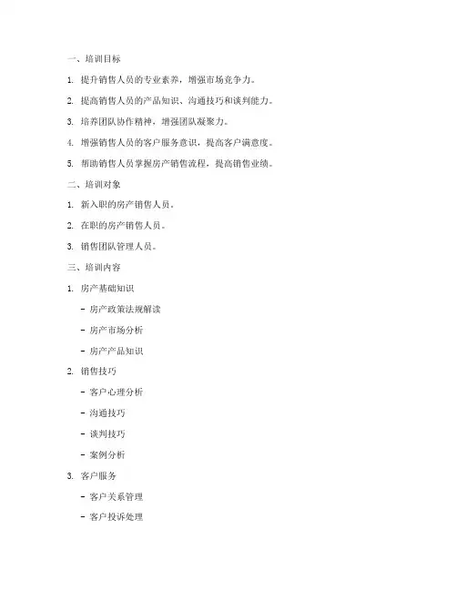 房产销售公司培训方案