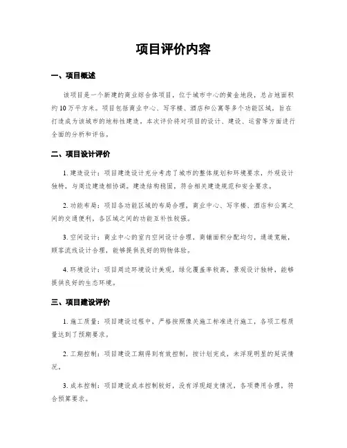 项目评价内容