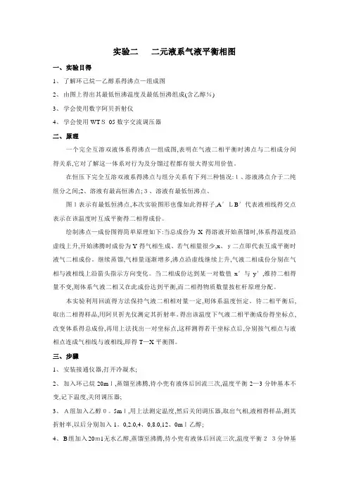 二元液系气液平衡相图