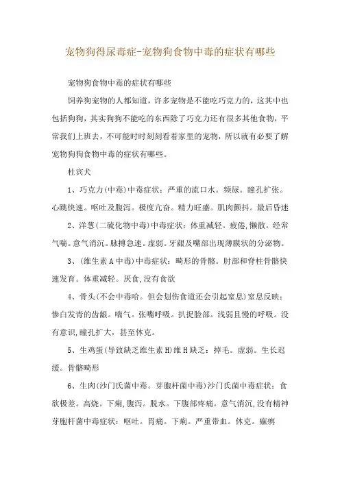 宠物狗得尿毒症-宠物狗食物中毒的症状有哪些