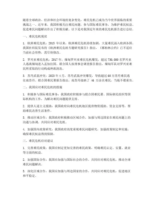 难民危机报告总结范文