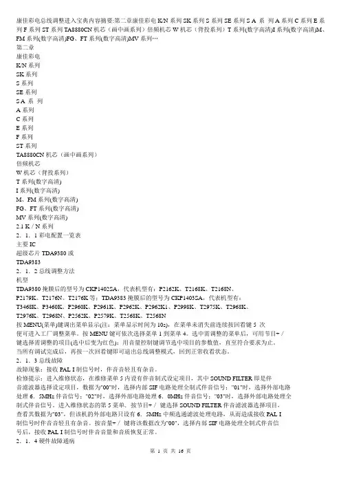康佳彩电总线调整进入宝典内容摘要