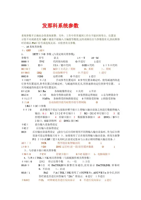 发那科系统参数总表