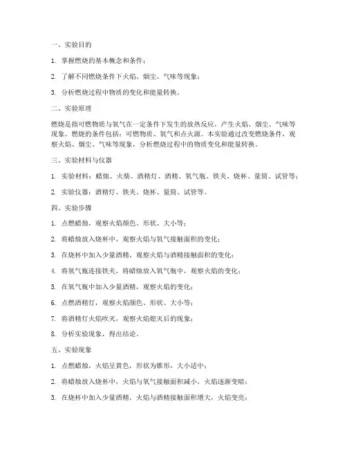 燃烧的条件实验报告现象