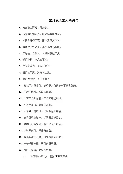 望月思念亲人的诗句