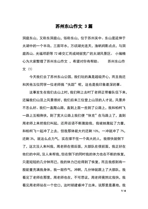 苏州东山作文 3篇