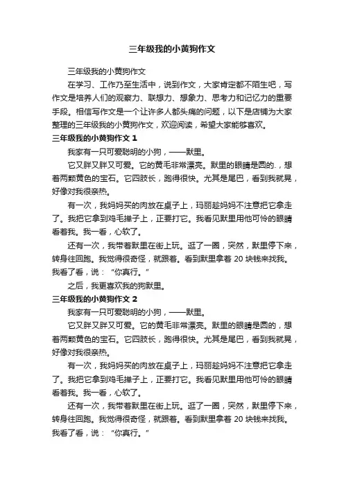 三年级我的小黄狗作文