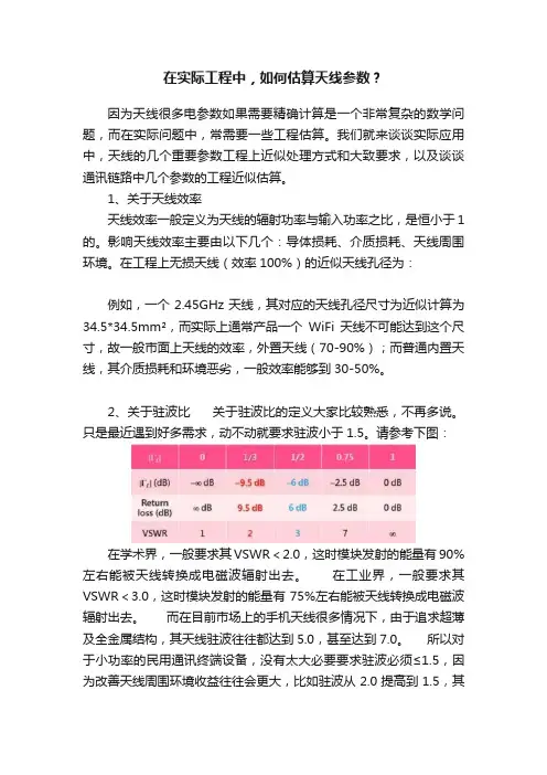 在实际工程中，如何估算天线参数？