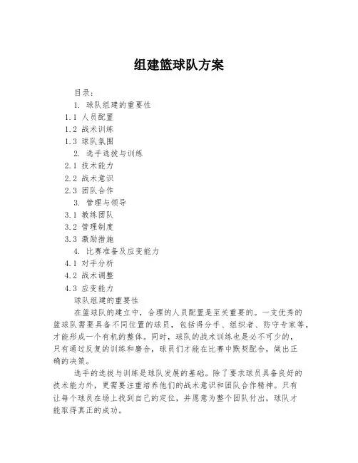 组建篮球队方案