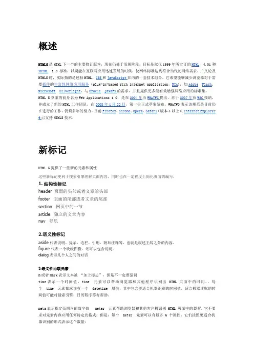 HTML5新特性总结