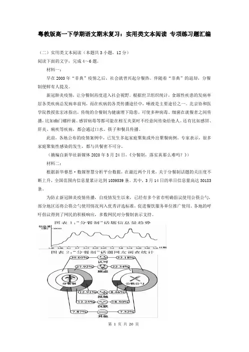 粤教版高一下学期语文期末复习：实用类文本阅读 专项练习题汇编(含答案)