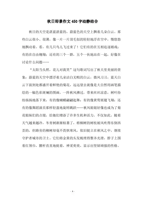 秋日即景作文450字动静结合