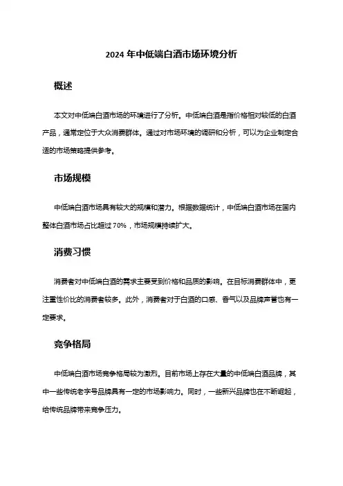 2024年中低端白酒市场环境分析