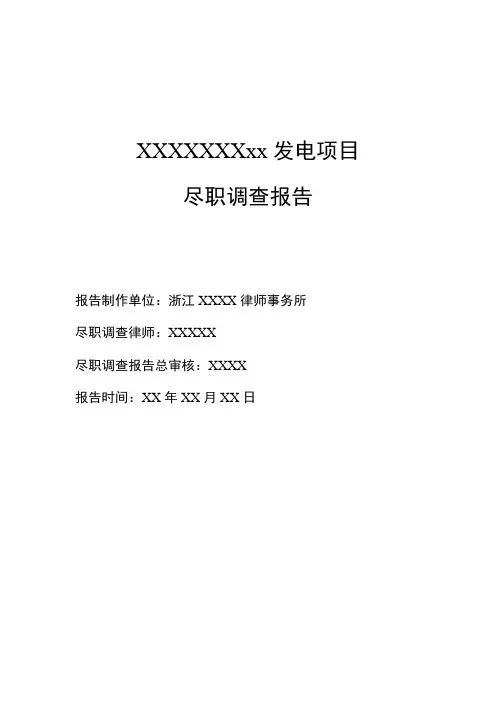 某电力公司的律师尽职调查报告(完整版)