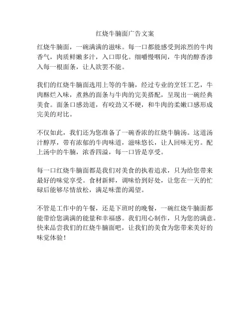 红烧牛腩面广告文案