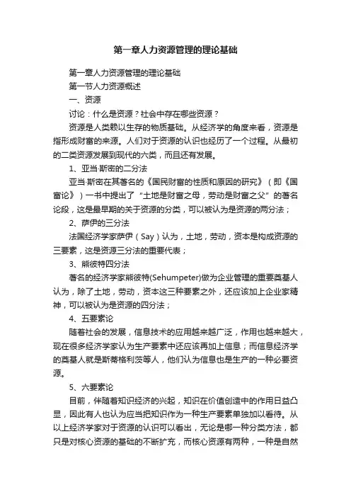 第一章人力资源管理的理论基础