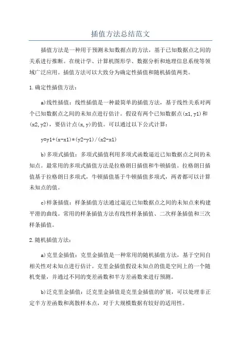 插值方法总结范文