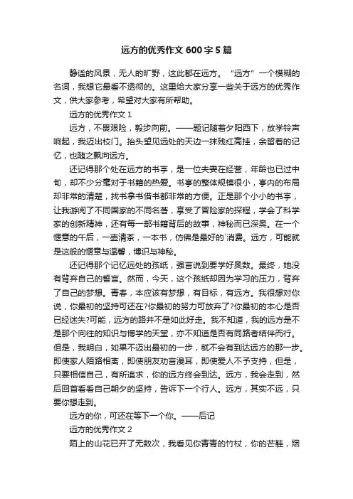 远方的优秀作文600字5篇