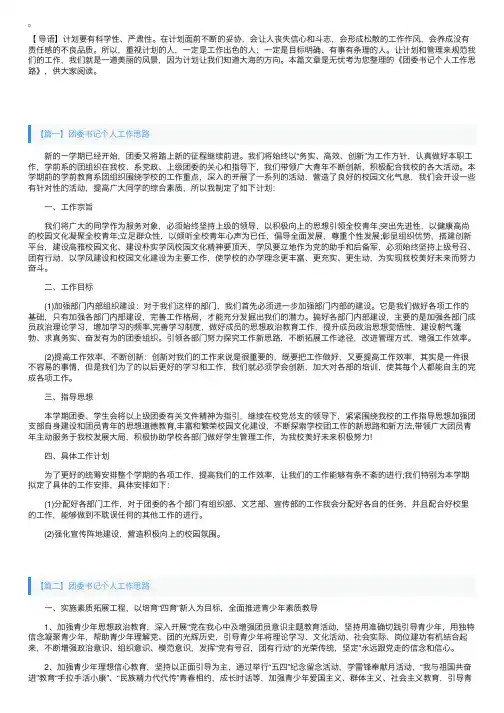 团委书记个人工作思路