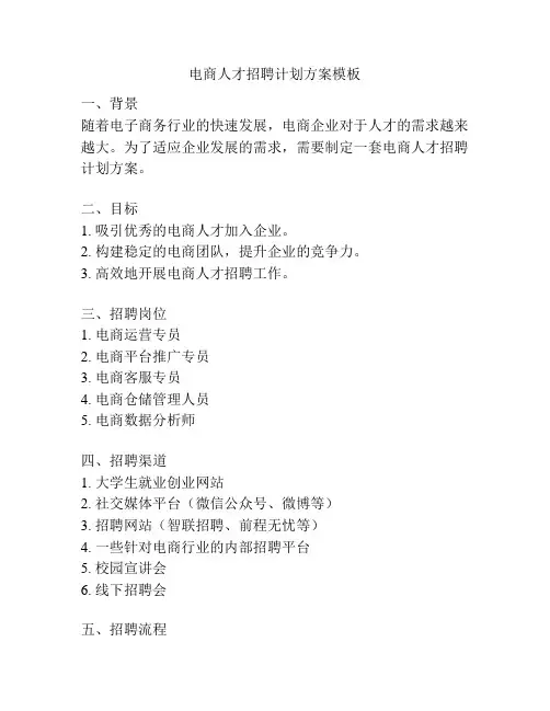 电商人才招聘计划方案模板