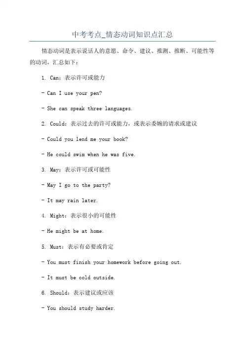 中考考点_情态动词知识点汇总