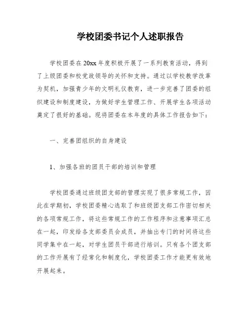 学校团委书记个人述职报告