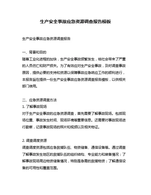 生产安全事故应急资源调查报告模板