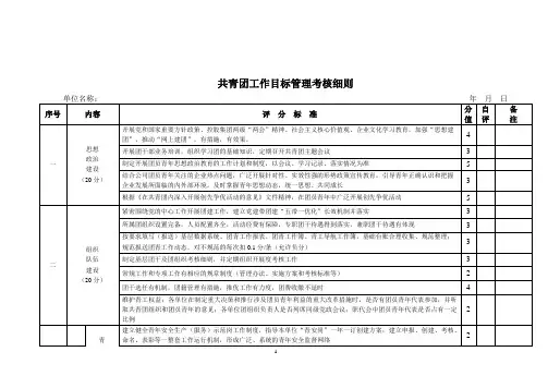共青团工作目标管理考核细则