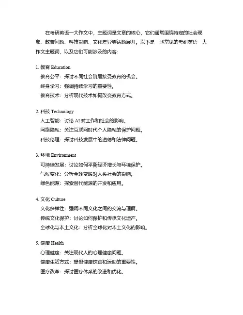 考研英语一大作文主题词