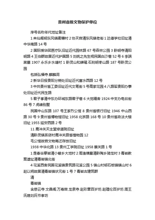 贵州省级文物保护单位