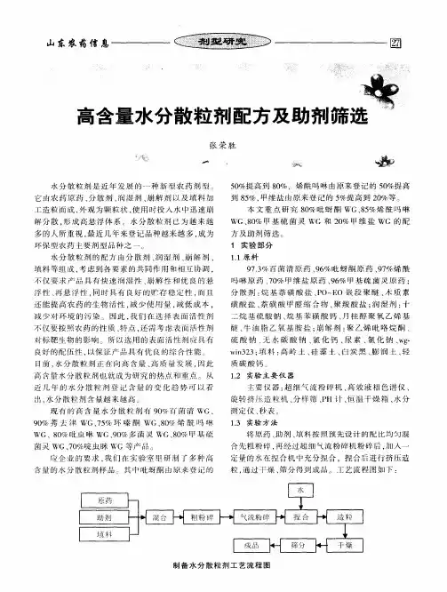 高含量水分散粒剂配方及助剂筛选