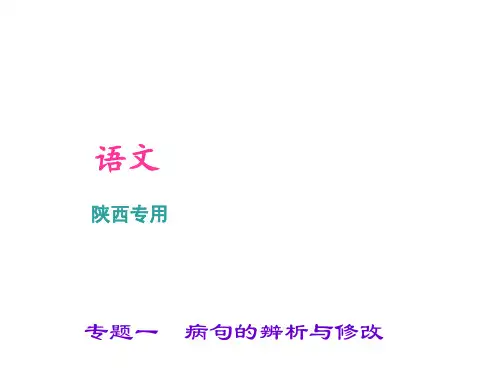 2017中考语文(陕西)总复习积累和运用 第四讲 语段综合 专题一 病句的辨析与修改
