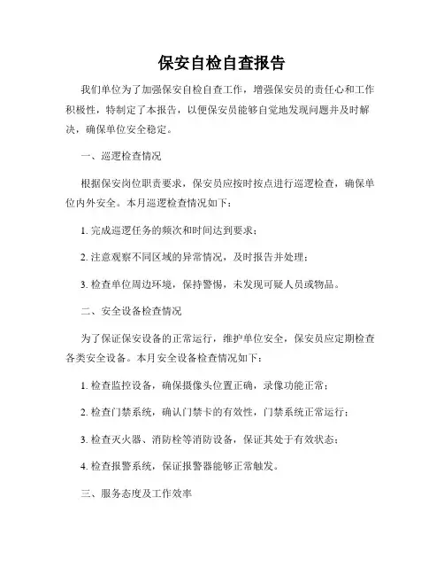 保安自检自查报告