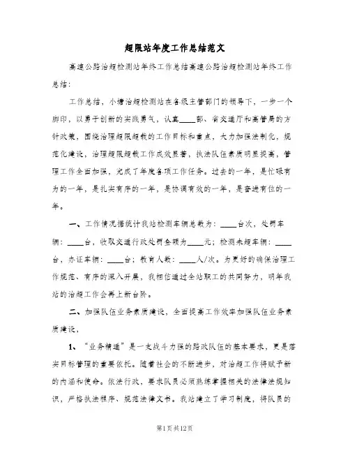 超限站年度工作总结范文(二篇)