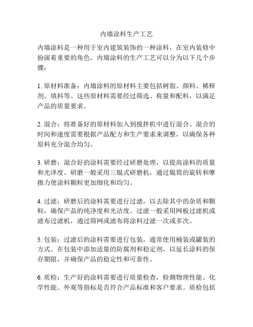 内墙涂料生产工艺