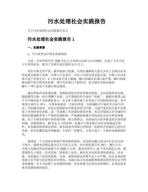 污水处理社会实践报告