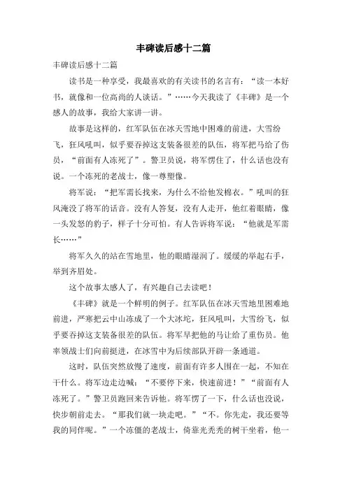 丰碑读后感十二篇