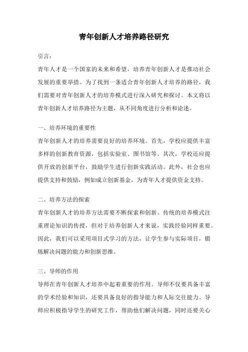 青年创新人才培养路径研究