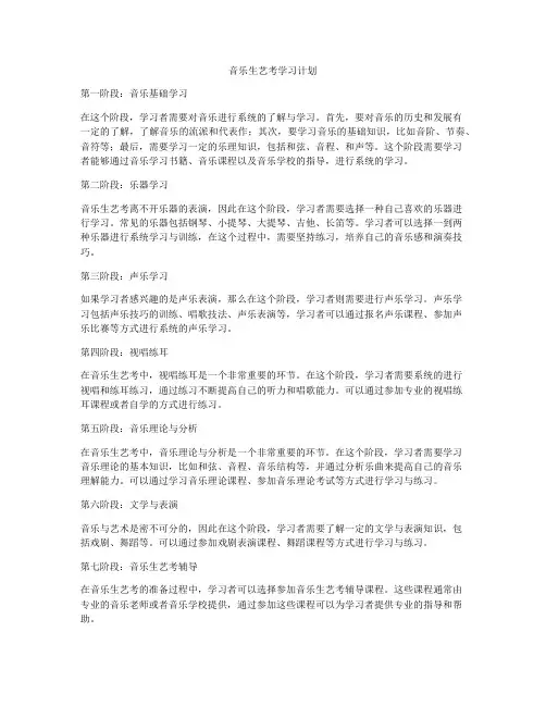 音乐生艺考学习计划