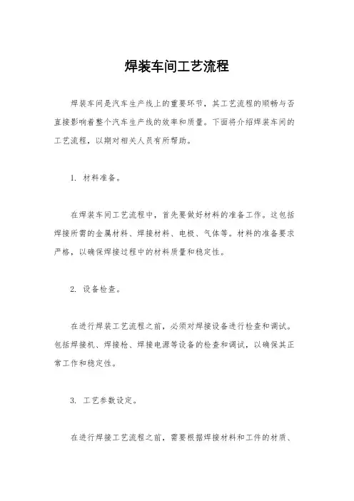 焊装车间工艺流程