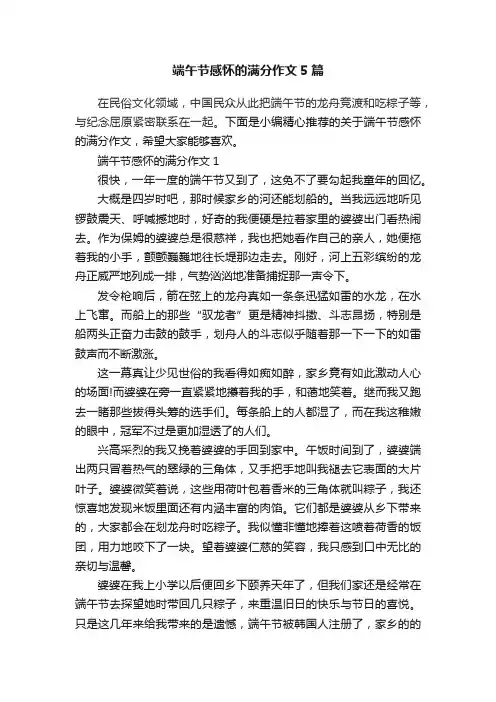 端午节感怀的满分作文5篇