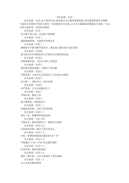 安全承诺一句话