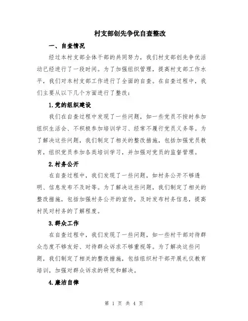 村支部创先争优自查整改