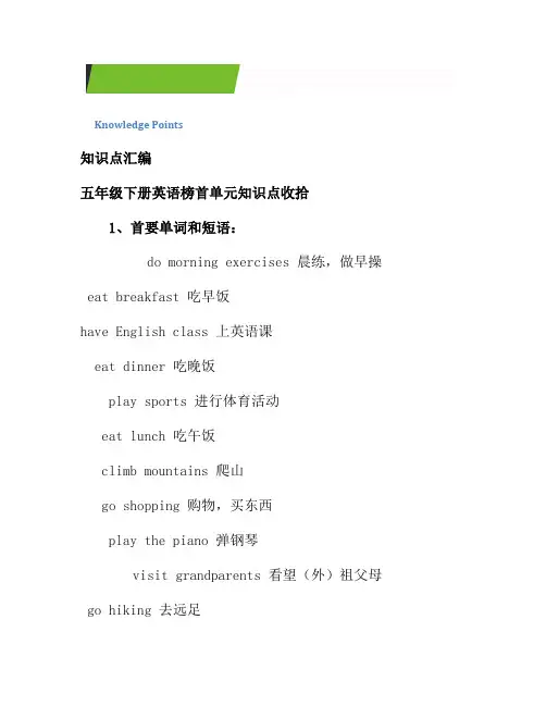 人教版五年级下册英语知识点整理[汇编]
