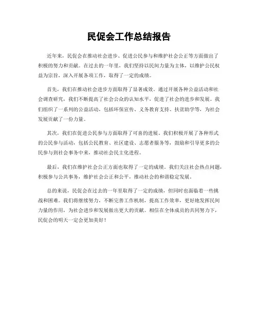 民促会工作总结报告