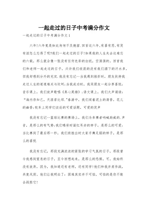 一起走过的日子中考满分作文