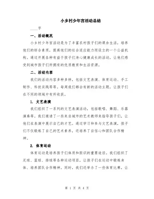 小乡村少年宫活动总结