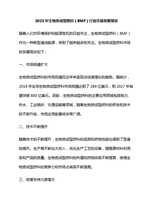 2023年生物质成型燃料(BMF)行业市场发展现状