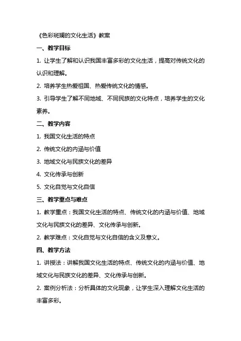 《色彩斑斓的文化生活》教案